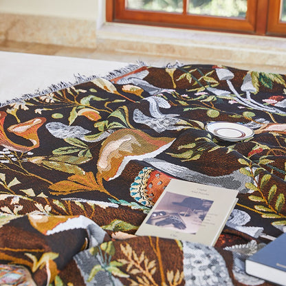 Floral Jacquard Throw Blanket with Tassels