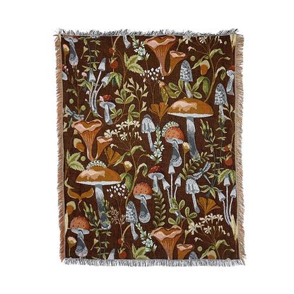 Floral Jacquard Throw Blanket with Tassels